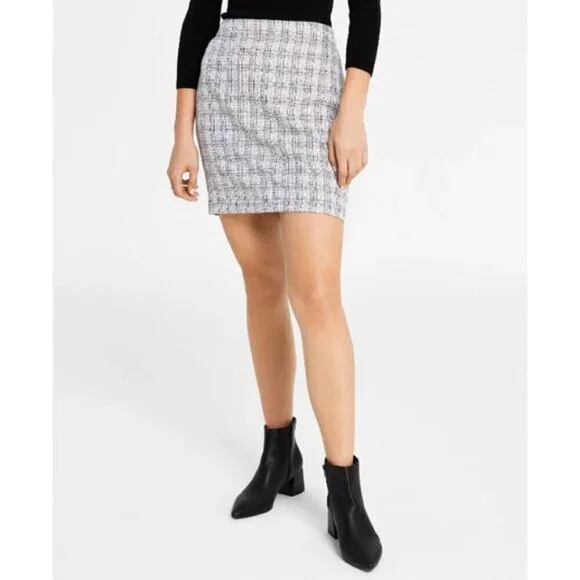 Bar III Women's Size 14 Black and White Tweed Formal Pencil Skirt NWT - Picture 4 of 7